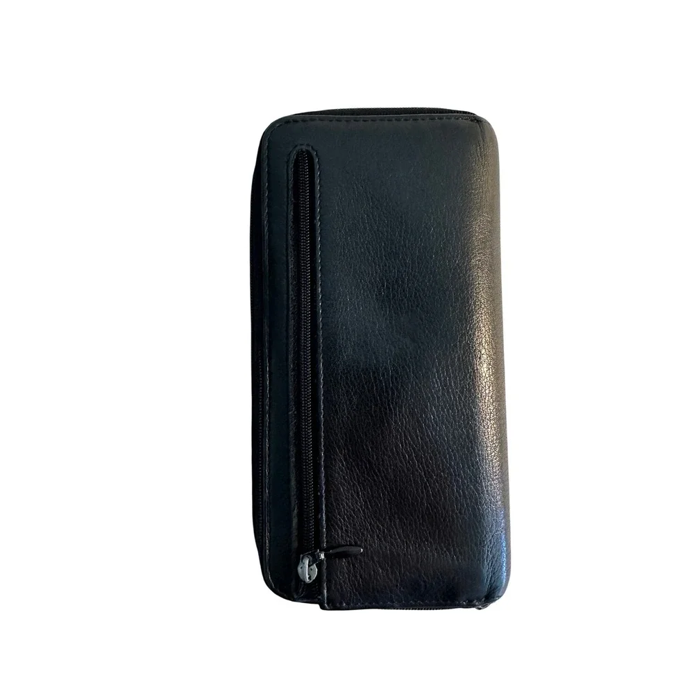 Tumi‎ Leather Zip Around Travel Organizer Wallet Men's Accessory Monogrammed ML